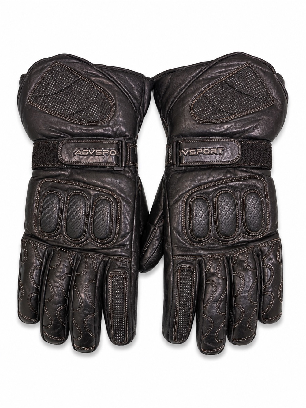 AdveSport Kevlar Black Leather Motorcycle Riding Gloves Armored Biker XL